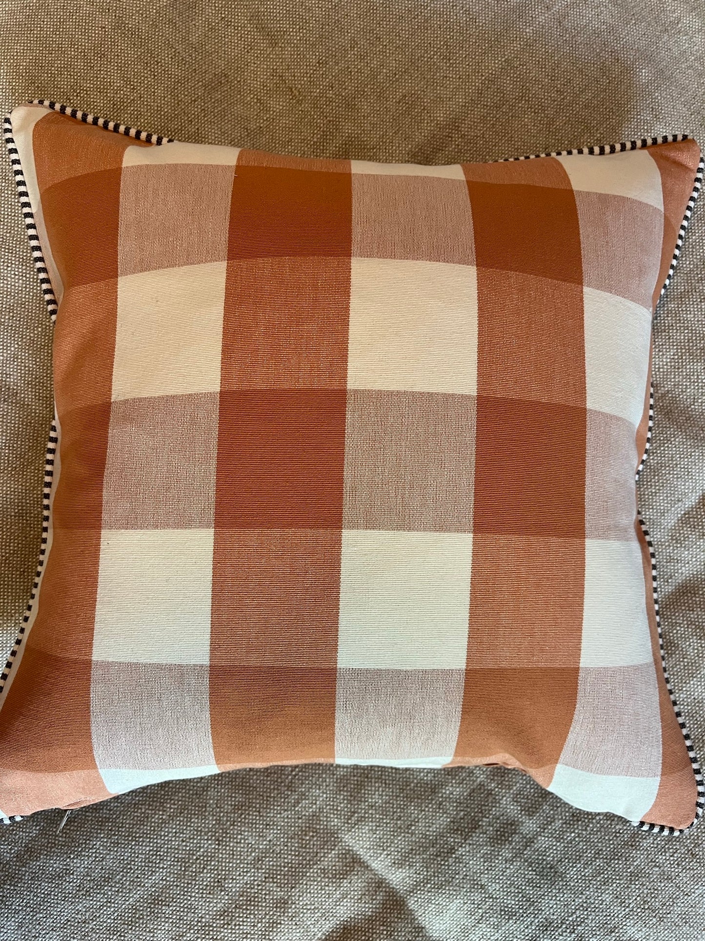 Blacknose sheep cushion cover, two sheep, orange/white