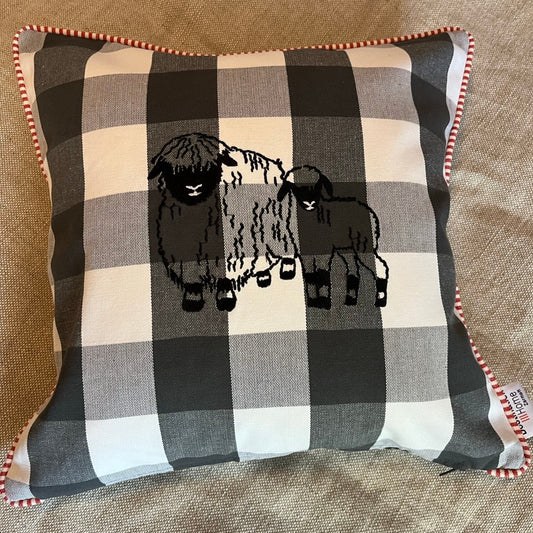 Blacknose sheep cushion cover, two sheep, grey/white