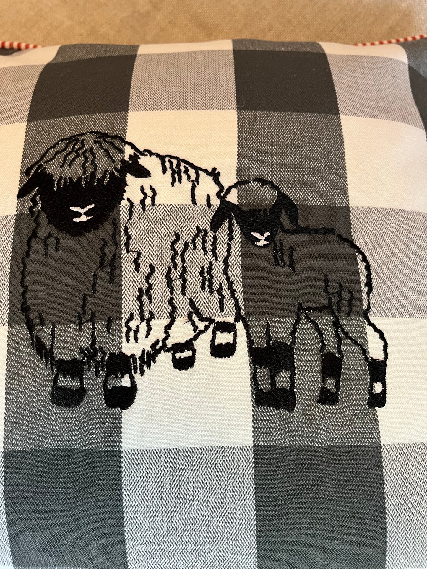 Blacknose sheep cushion cover, two sheep, grey/white