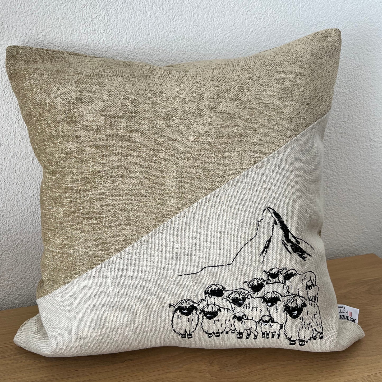 Blacknose Sheep with Matterhorn cushion cover, cream