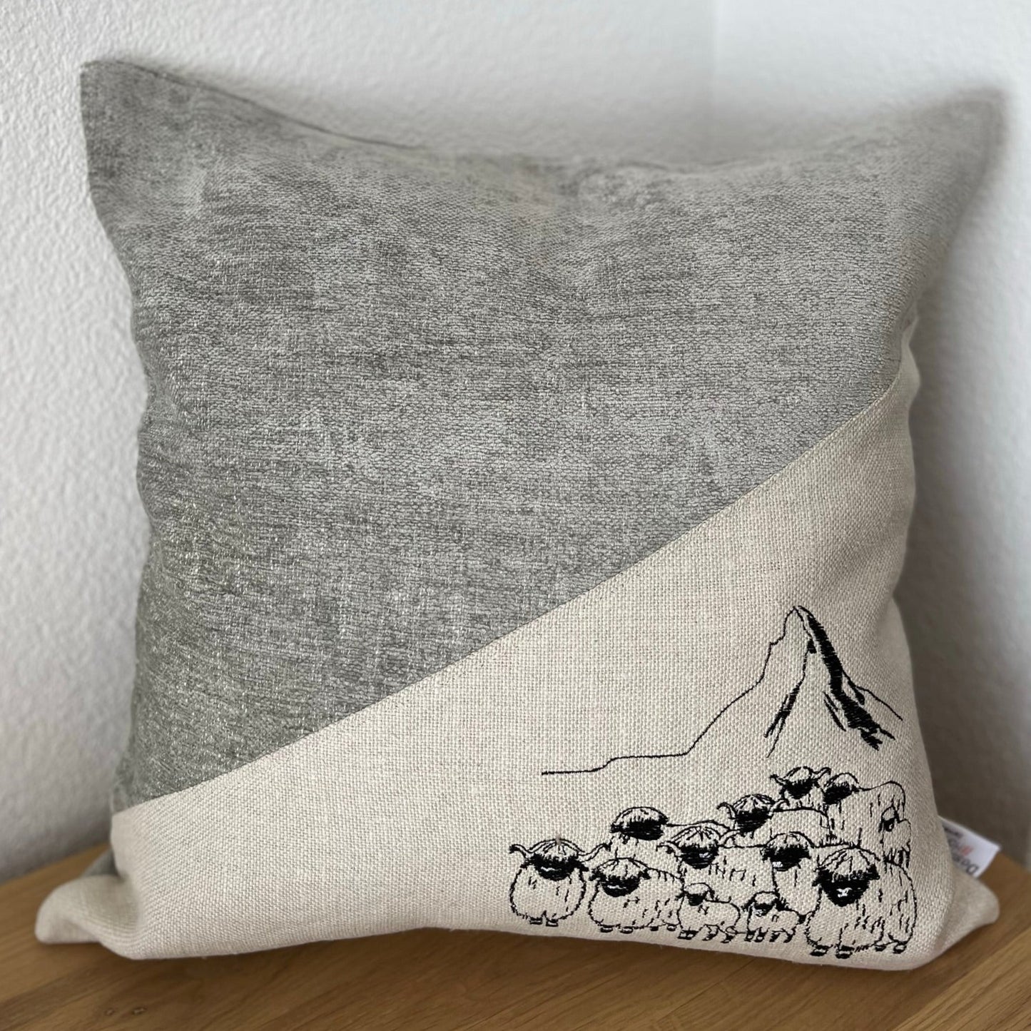 Blacknose Sheep with Matterhorn cushion cover, cream