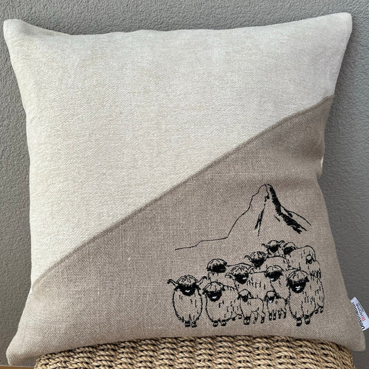 Blacknose Sheep with Matterhorn cushion cover, cream