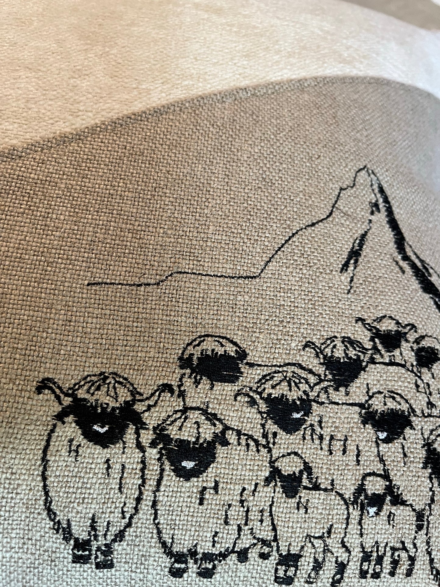 Blacknose Sheep with Matterhorn cushion cover, cream