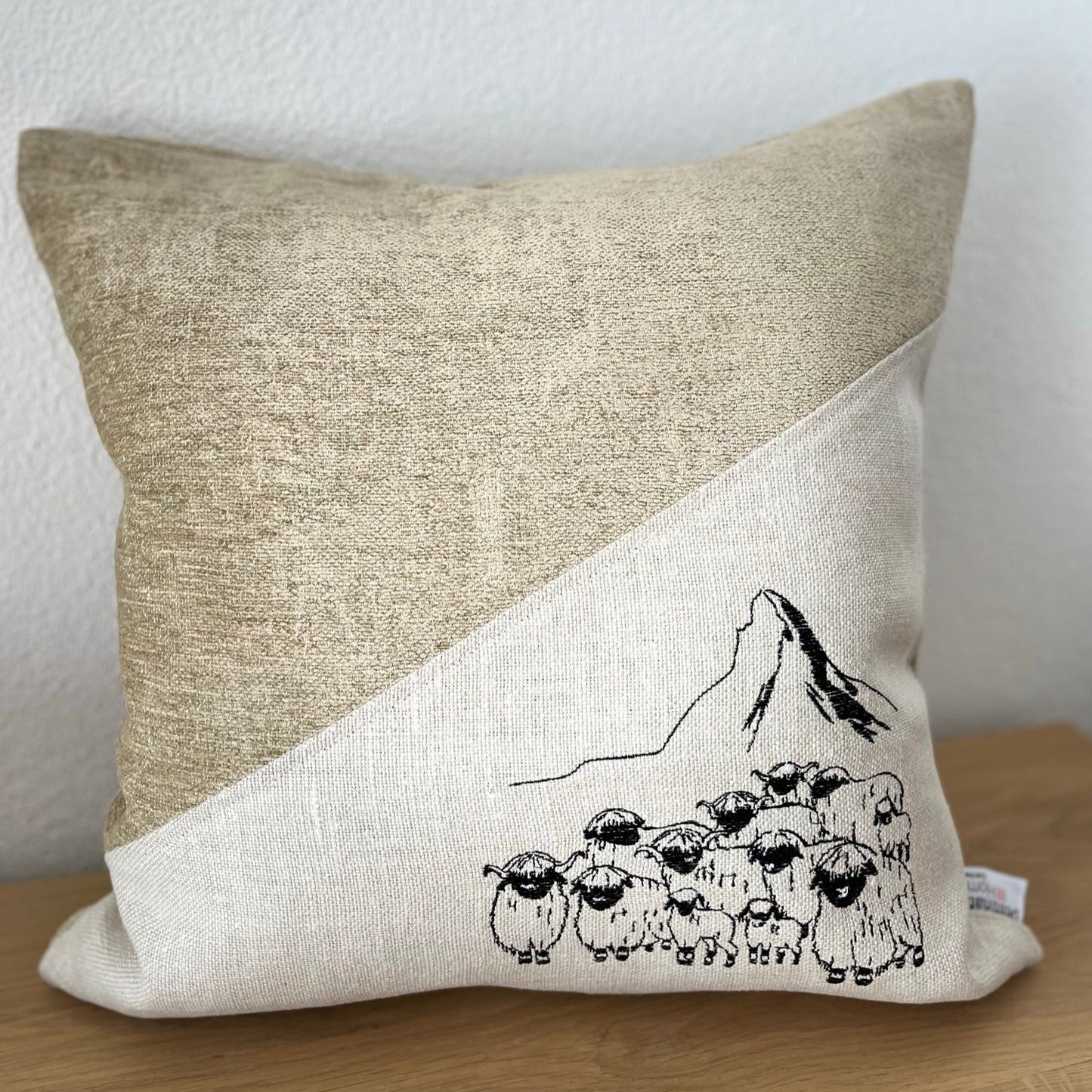 Blacknose Sheep with Matterhorn cushion cover, grey